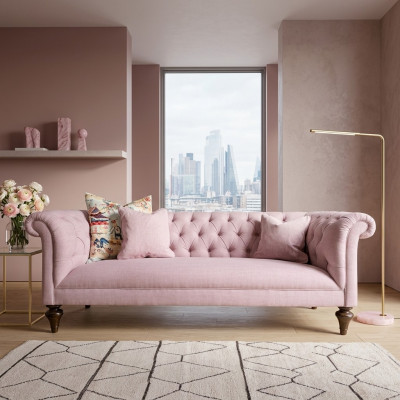 Chesterfield Tekstylne Wyściełane Sofa Luksusowa Kanapa Klasyczna Sofa 3-osobowa Nowa