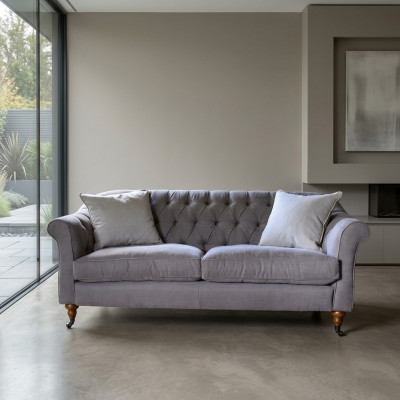 Chesterfield 3-osobowa sofa z tkaniny Kanapa Obicie Komplet wypoczynkowy 3-osobowe Kanapy Nowe