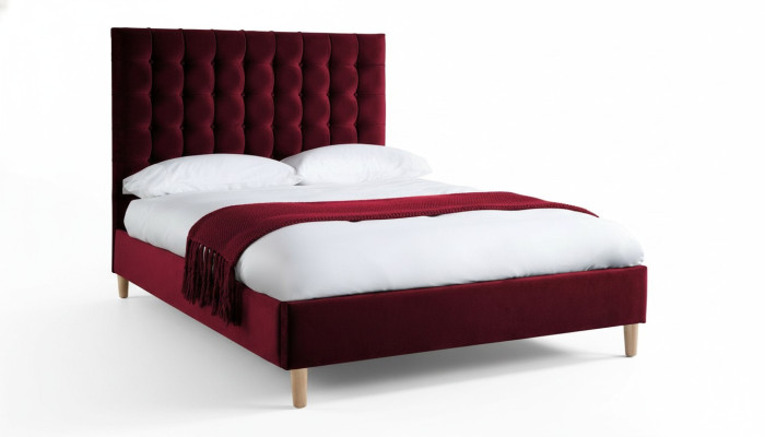 Czerwone Luksusowe Aksamit Włókienniczy Łóżko Double Design Łóżka Chesterfield Classic Nowość