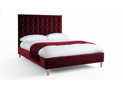 Czerwone Luksusowe Aksamit Włókienniczy Łóżko Double Design Łóżka Chesterfield Classic Nowość