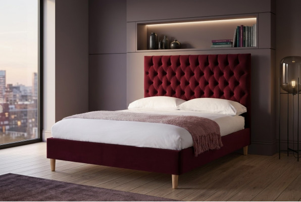 Red Chesterfield Łóżko tapicerowane Podwójne łóżko Big XXL designerskie luksusowe łóżko