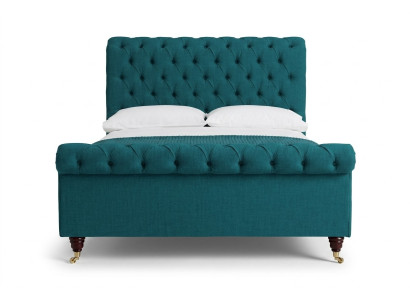 Turkusowe Chesterfield Podwójne łóżko designerskie łóżka tapicerowane Sypialnia