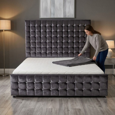 Designerskie czarne łóżko Chesterfield z Kryształowe kamienie luksusowe Meble