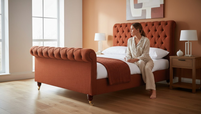 Chesterfield czerwone Łóżko chic Chesterfield Podwójne łóżko designerskie Meble