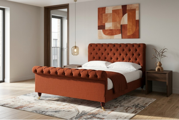 Chesterfield czerwone Łóżko chic Chesterfield Podwójne łóżko designerskie Meble