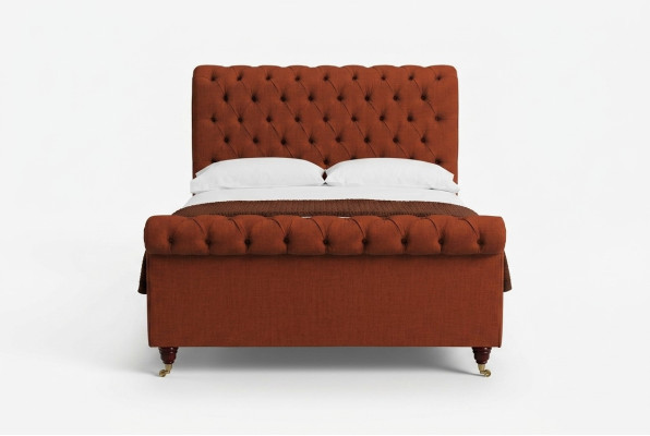 Chesterfield czerwone Łóżko chic Chesterfield Podwójne łóżko designerskie Meble