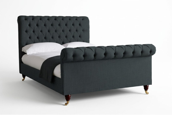 Chesterfield Design Podkładka angielska Podwójne łóżko Czarny 140/160/180x200 łóżka