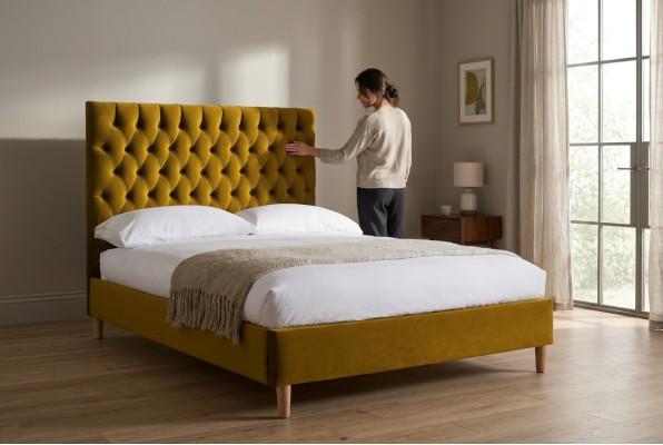 Chesterfield Design Podkładka angielska 140/160/180x200 łóżka Podwójne łóżko Żółte
