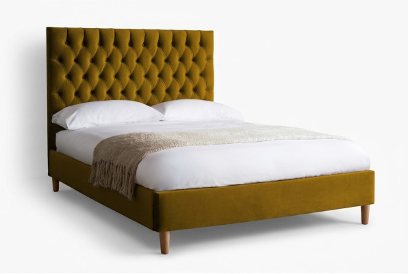 Chesterfield Design Podkładka angielska 140/160/180x200 łóżka Podwójne łóżko Żółte