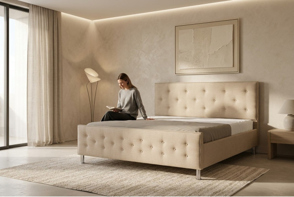 Łóżko Chesterfield Luksusowe łóżko tapicerowane dwuosobowe sypialnia Łóżko nowoczesne