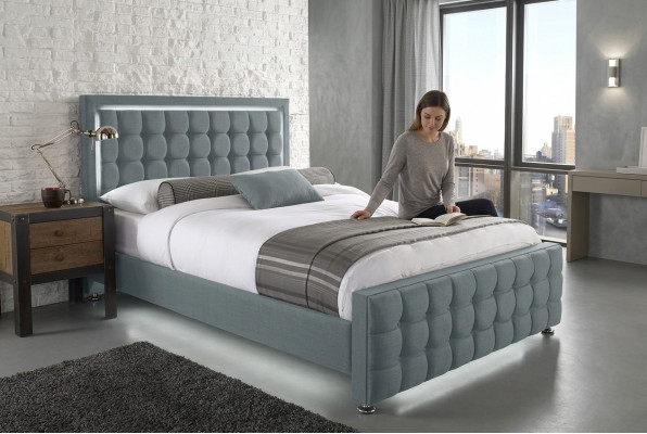 Chesterfield szare Podwójne łóżko Designerska luksusowa Sypialnia łóżka Noble umeblowanie