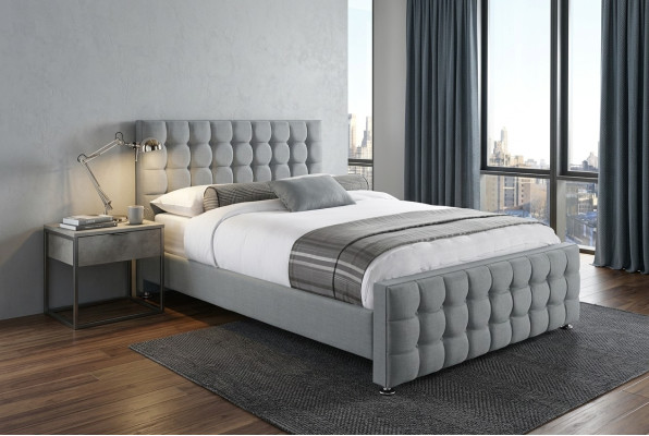 Chesterfield szare Podwójne łóżko Designerska luksusowa Sypialnia łóżka Noble umeblowanie