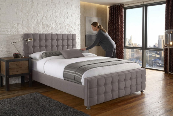 Angielski Szary Chesterfield Podwójne łóżko Designerskie łóżko Sypialnia