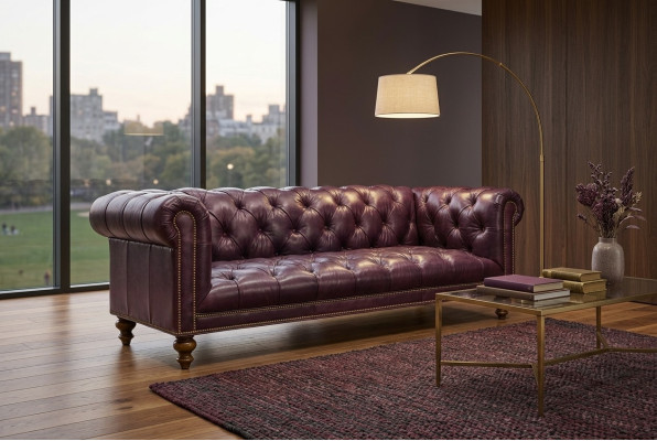 Brown Chesterfield 3 miejsce do siedzenia Sofa Skórzana Sofa Kanapa Podkładka Meble