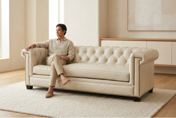 Chesterfield Luxury Sofa Podkładka Siedziba Skóra Ustawić 321 miejsce siedzące Kanapy