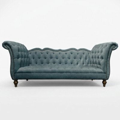 Angielska Luksusowa Sofa Chesterfield Kolorowa Włókienniczy Kanapa Turkis Niebiesko-Zielona Kanapy