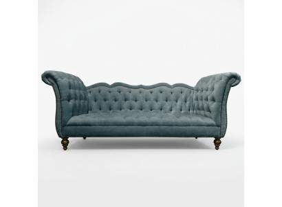 Angielska Luksusowa Sofa Chesterfield Kolorowa Włókienniczy Kanapa Turkis Niebiesko-Zielona Kanapy