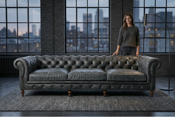 Chesterfield Zestaw sofowy Sofa Couch Podkładka 321 miejsce do siedzenia Skóra Kanapy