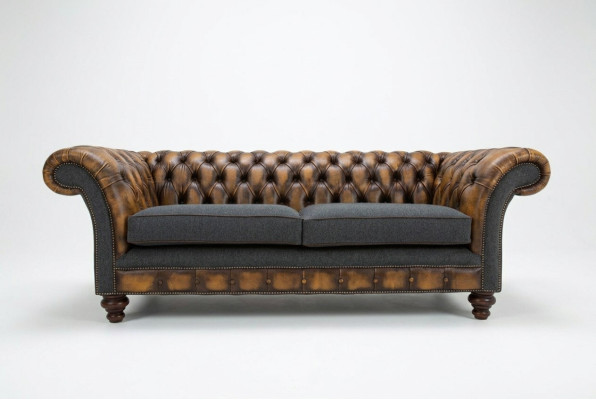 Design Zestaw Sofa Chesterfield 3 Kanapy Materiał Podkładka Skóra Trzyosobowa