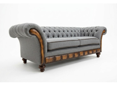Szary Chesterfield Sofa materiałowa Sofa Kanapy Sofa Siedziba Sofy Włókienniczy Nowa Podkładka