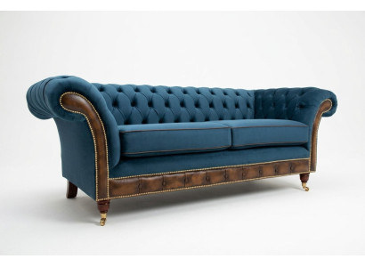 Sofa materiałowa Chesterfield niebieska Sofa Kanapa Siedziba Sofy Podkładka Włókienniczy Nowość