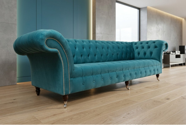 Chesterfield Couch xxl duża sofa kanapy Aksamit Skóra Włókienniczy Podkładka sofy 4 miejsce siedzące