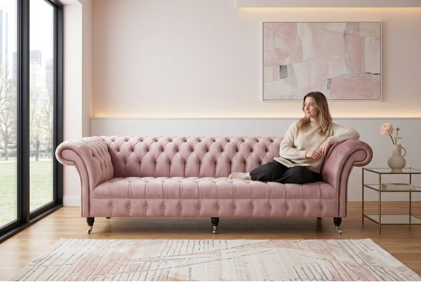 Chesterfield Couch xxl duża sofa kanapy Aksamit Skóra Włókienniczy Podkładka 4 miejsce siedzące Nowa