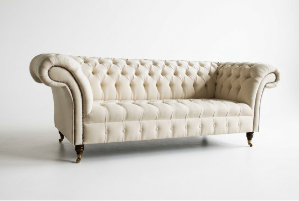 Nowoczesna Beżowa Sofa Chesterfield 3-miejsce do siedzenia Salon Couch