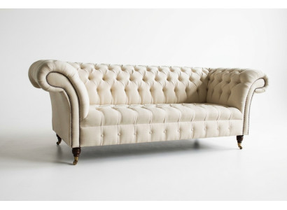Nowoczesna Beżowa Sofa Chesterfield 3-miejsce do siedzenia Salon Couch