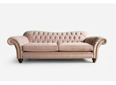 Klasyczna Kanapa Chesterfield 4 miejsce do siedzenia Sofa Aksamit Skóra Design Różowa 240cm