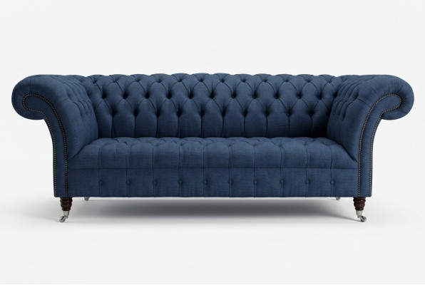 Blue Włókienniczy Chesterfield 4-miejsce do siedzenia designerska Podkładka pod sofę