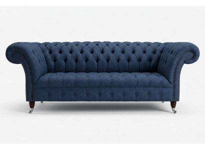Blue Włókienniczy Chesterfield 4-miejsce do siedzenia designerska Podkładka pod sofę