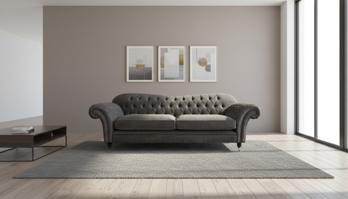 Sofa materiałowa Chesterfield Zestaw sofowy 4 miejsca do siedzenia Ustawić Design Nowoczesna sofa