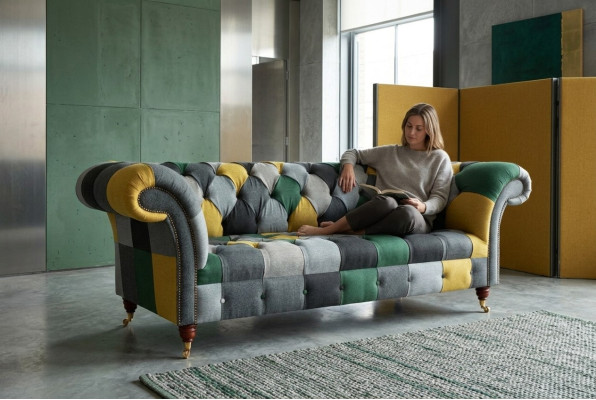 Sofa Trzyosobowa Podkładka Design Sofa Sofa 3-osobowa Siedziba Sofy Pokój Meble Green Modern