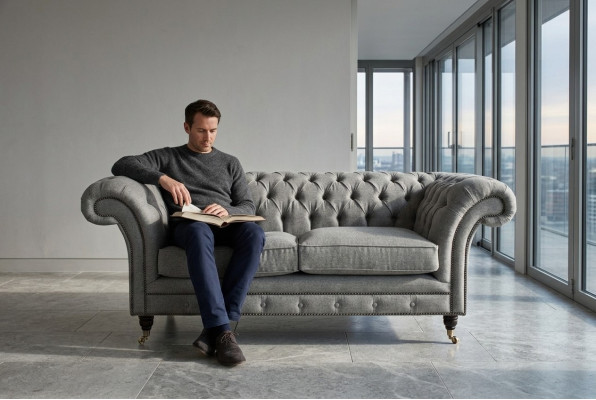 Sofa Kanapa Tapicerka Projekt Siedzenia Sofy Pokoje Meble Skóra 2-osobowa Nowoczesna Szara Tkanina