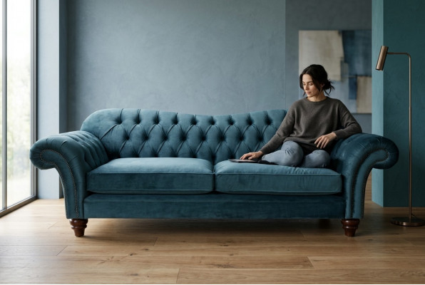 Chesterfield 4 miejsce do siedzenia Sofa Podkładka Włókienniczy Kanapy Sofa do salonu
