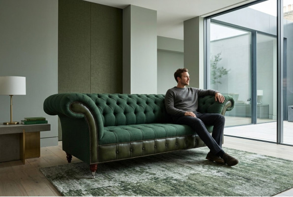 Designerska Sofa Chesterfield Green Chesterfield Luksusowa 3-miejsce siedzące Living Room Couch