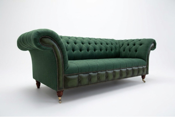 Designerska Sofa Chesterfield Green Chesterfield Luksusowa 3-miejsce siedzące Living Room Couch