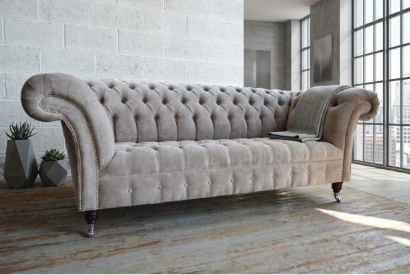 Chesterfield 3-osobowa kanapa tapicerowana w salonie trzyosobowa nowa sofa do salonu.