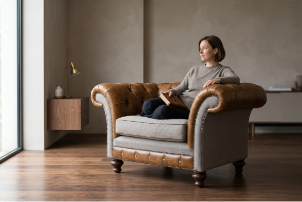 Chesterfield Design Fotel kanapa 1,5 osobowa Sofy do siedzenia z materiału, nowoczesny klub lounge.