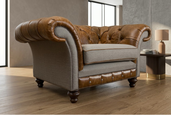 Chesterfield Design Fotel kanapa 1,5 osobowa Sofy do siedzenia z materiału, nowoczesny klub lounge.