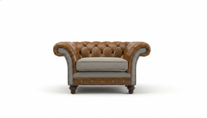 Chesterfield Design Fotel kanapa 1,5 osobowa Sofy do siedzenia z materiału, nowoczesny klub lounge.