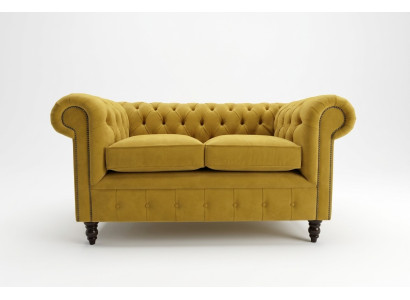 Sofa Chesterfield 2-osobowa kanapa tapicerowana kanapa trzyosobowa Żółte sofy aksamitne Nowości