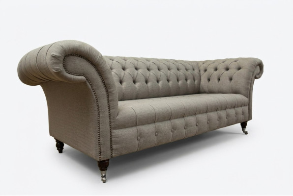 klasyczna sofa Chesterfield w stylu 3-osobowym pokryta aksamitem i skórą o długości 225 cm