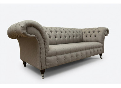 klasyczna sofa Chesterfield w stylu 3-osobowym pokryta aksamitem i skórą o długości 225 cm