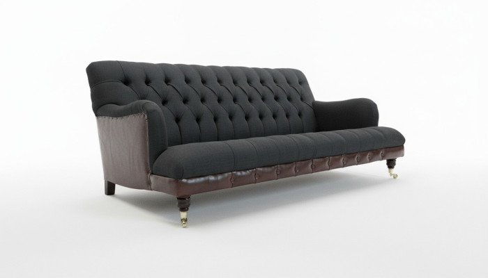Klasyczna kanapa Chesterfield 3 miejsce do siedzenia Sofa Aksamit Skóra Blue Design Podkładka