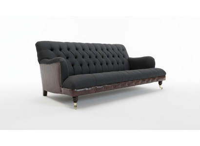 Klasyczna kanapa Chesterfield 3 miejsce do siedzenia Sofa Aksamit Skóra Blue Design Podkładka
