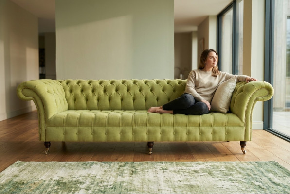 Klasyczna Sofa Chesterfield 4 miejsce do siedzenia Sofy Kanapy Skóra Green Design Podkładka
