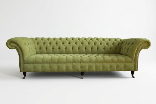 Klasyczna Sofa Chesterfield 4 miejsce do siedzenia Sofy Kanapy Skóra Green Design Podkładka