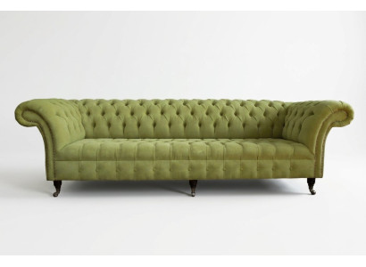 Klasyczna Sofa Chesterfield 4 miejsce do siedzenia Sofy Kanapy Skóra Green Design Podkładka